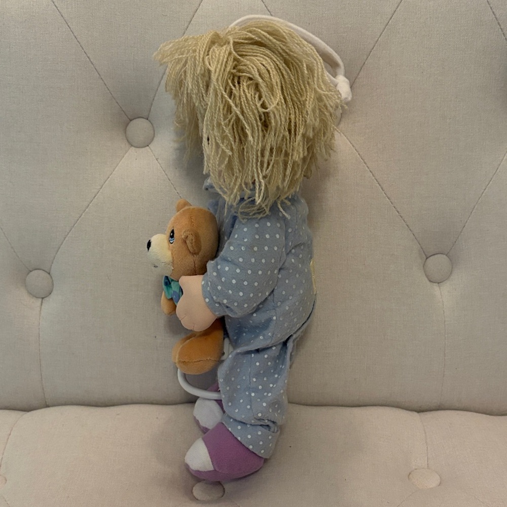 Vintage Precious Moments Musical Plush Baby Doll with BrownTeddy 12” - Picture 6 of 8